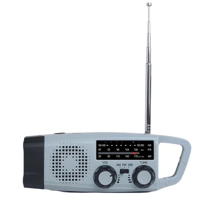 B50B-Multi-Function Solar Emergency Radio With AM/FM/WB Bands Large Flashlight Hand-Crank Generator Portable Phone Charger SOS A