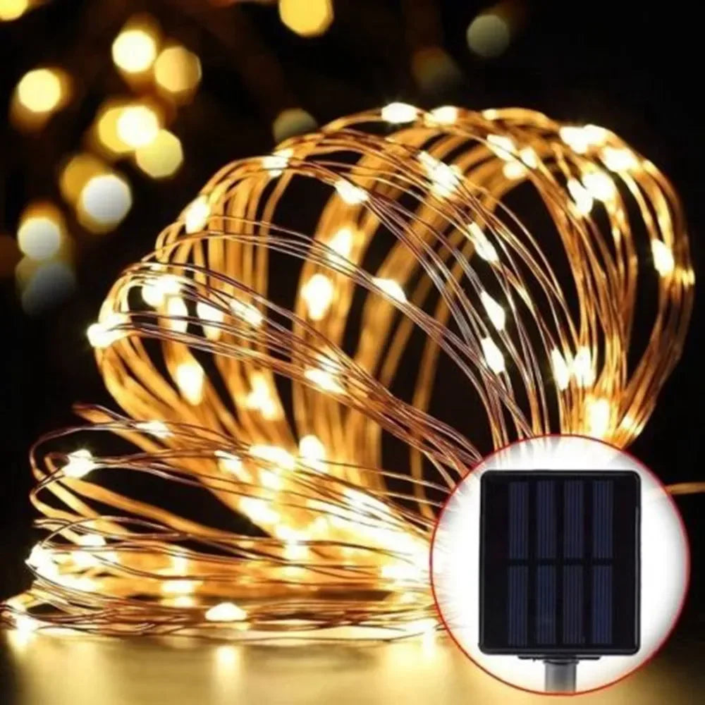 100 LED Solar Fairy Waterproof Copper Wire String Lights Christmas Party Garland Solar Power Lamp for Outdoor Garden Wedding