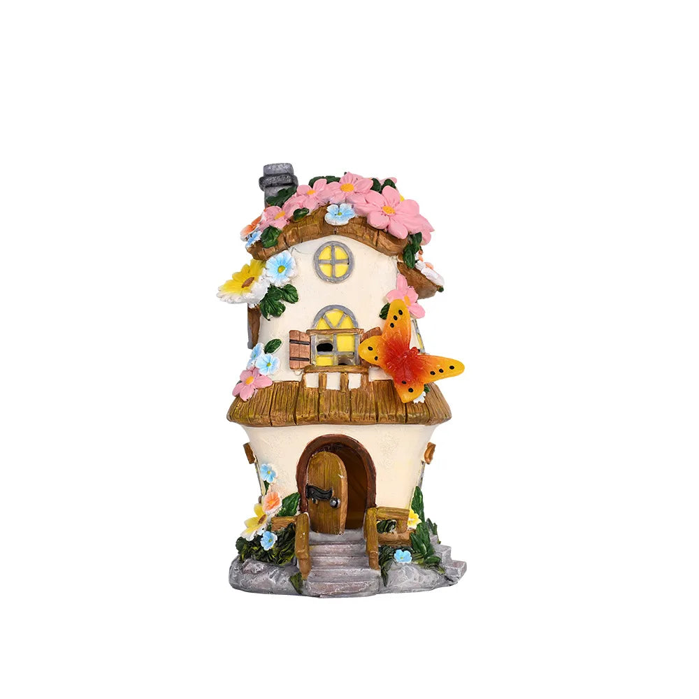 Solar Resin Cabin Christmas Outdoor Courtyard Garden Decoration Led Nightlight Fairy Tale Atmosphere Creative Ornament