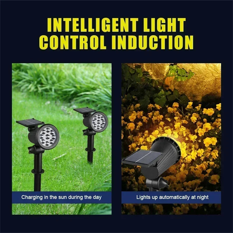 Solar Pathway Light Outdoor Waterproof Bright Monocrystalline Silicon Garden Decorate Light 9 LED Landscape Lamp for Yard Fenced