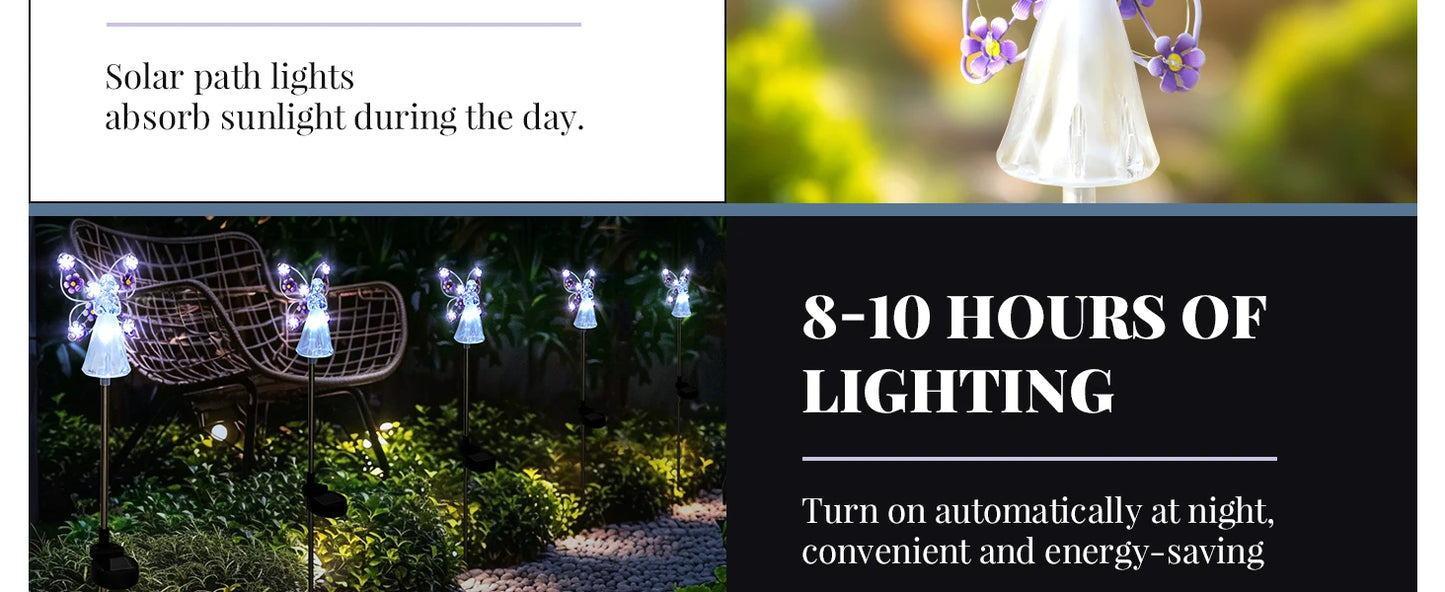 Solar Garden Light Angel Solar Landscape Decorative Light Outdoor Waterproof Solar Pathway Lights Grave Cemetery Sympathy Gift