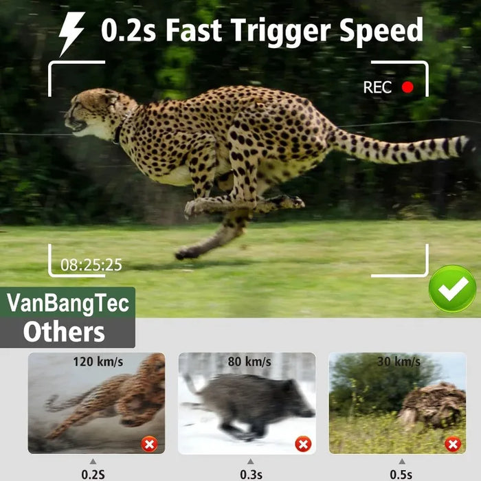 Solar Wildlife 50MP 4K Video Trail Camera Night Vision 0.3s Motion Activated Waterproof Garden Camera Outdoor Hunting Monitoring