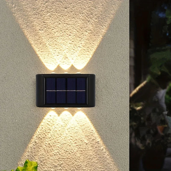 2PCS Solar Fence Lights Outdoor - 6/4 LED Dual-Sided Wall Lighting, Waterproof IP65 for Garden/Pathway Decor, Auto Dusk-to-Dawn
