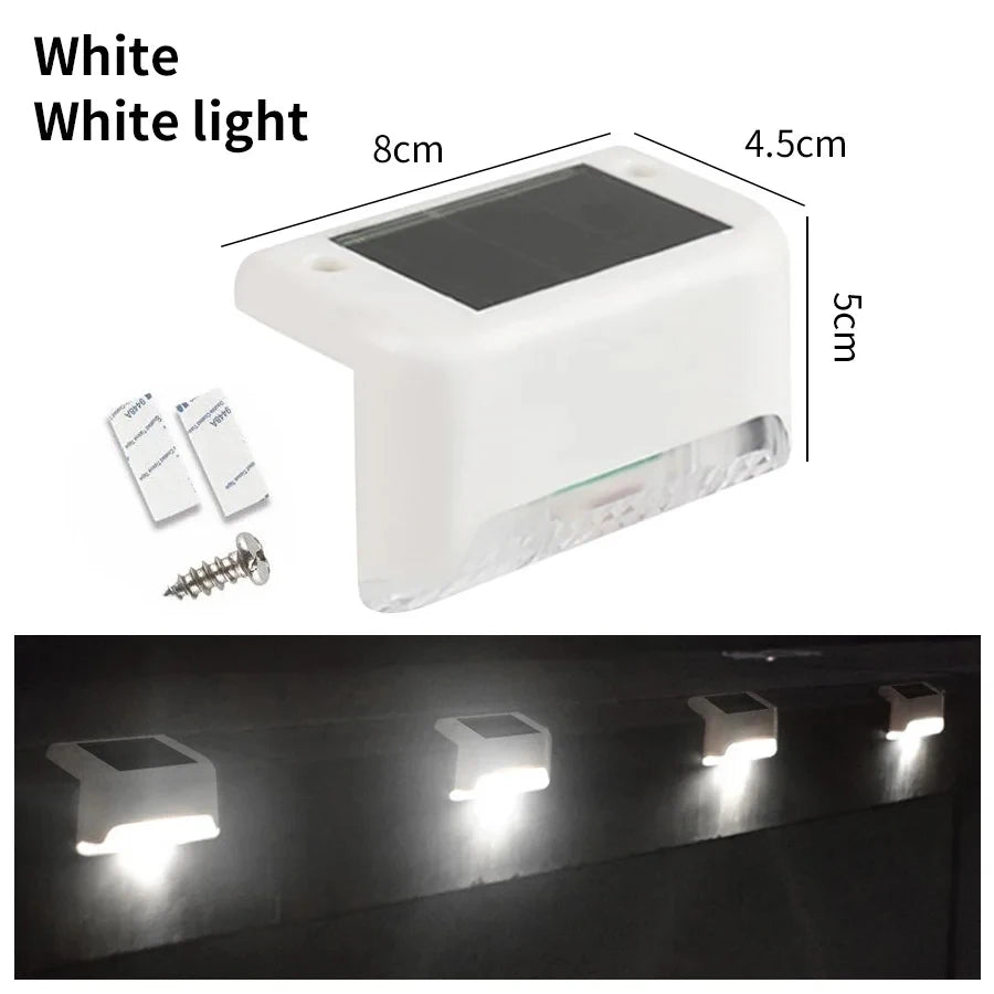 1-8 Pack Led Solar Step Lights Outdoor Fence Garden Lamp for Stairs Yard Patio Pathway Deck 3 Colors Waterproof RGB Sunlight