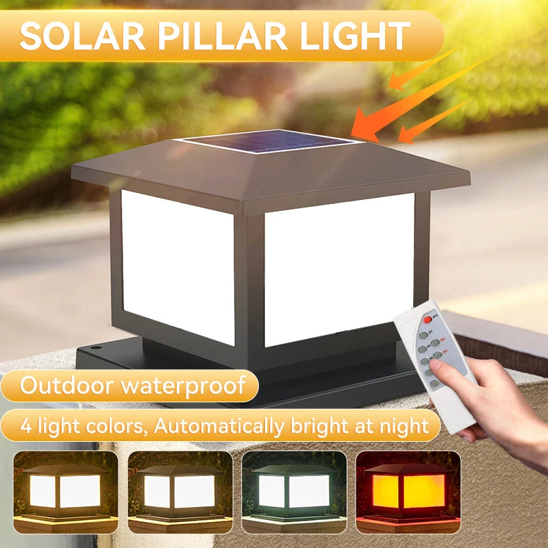 Solar Column Light Garden Solar Lamps Waterproof LED Solar Pillar Light Timed Remote Control LED Outdoor Lighting Courtyard Lamp