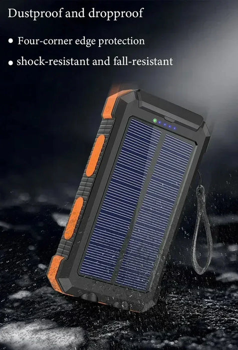 200000mAh Solar Power Bank Portable Charger with Compass LED Light Carabiner Outdoor Camping External Battery Pack For xiaomi
