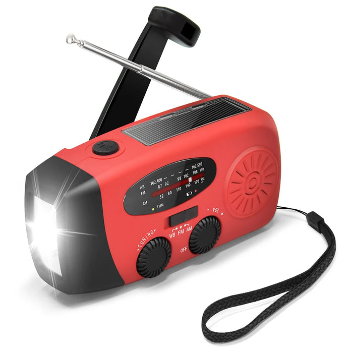 AM/FM/NOAA Emergency Weather Radio Hand Crank Solar Weather Radio Portable Power Bank with Solar Charging Battery