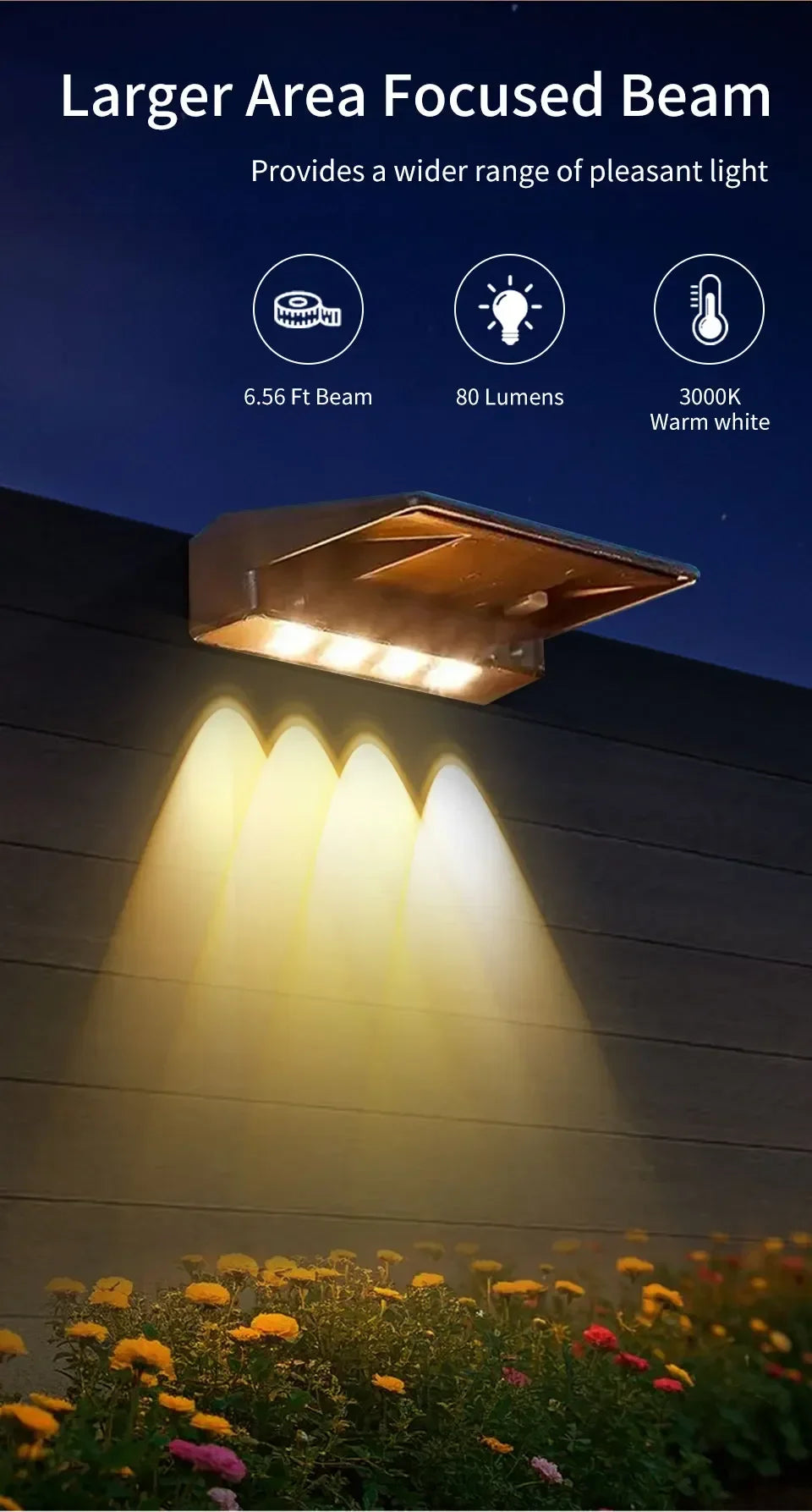 LED Solar Lights Outdoor Wall Lights 2pcs Wall lamp Waterproof Solar Deck Light Garden Decor Solar Lamp Fence Post Yard Pathway