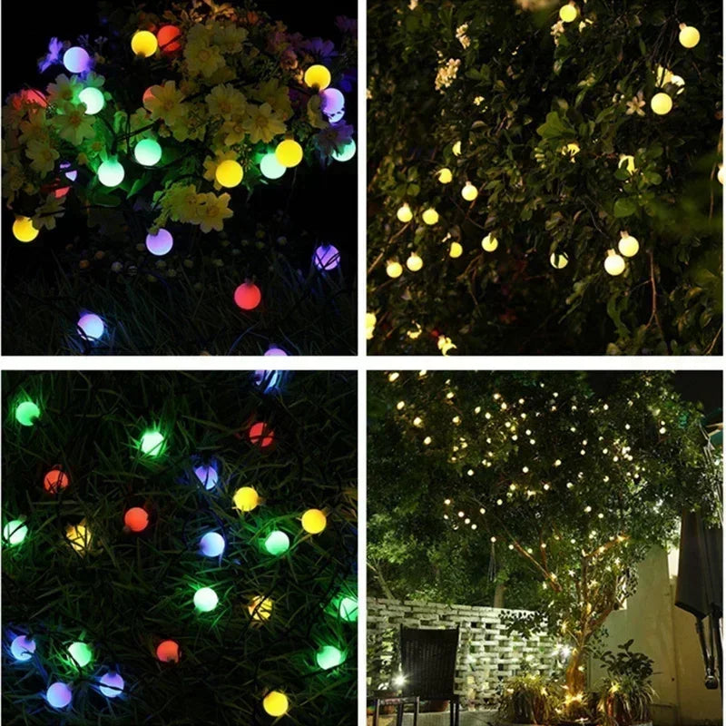 Solar Ball String Lights 8 Modes Lighting for Outdoor Garden House Fence Balcony Tree Party Street Wedding Party Decoration