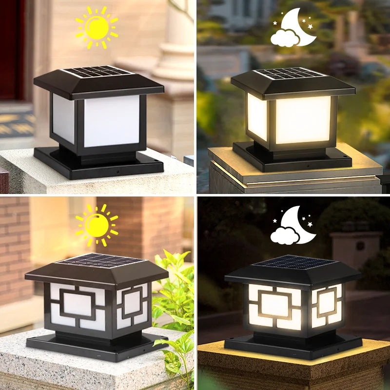 Solar Column Light Garden Solar Lamps Waterproof LED Solar Pillar Light Timed Remote Control LED Outdoor Lighting Courtyard Lamp