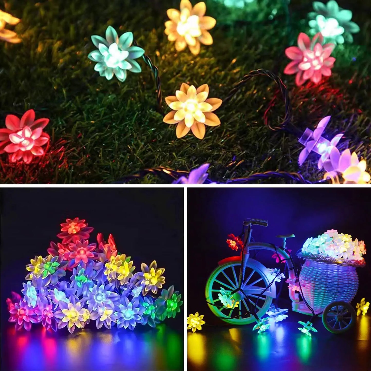 Solar flower String Lights Outdoor Waterproof, 8 Modes Lotus flower sharp Outdoor Solar Powered String Lights for Patio