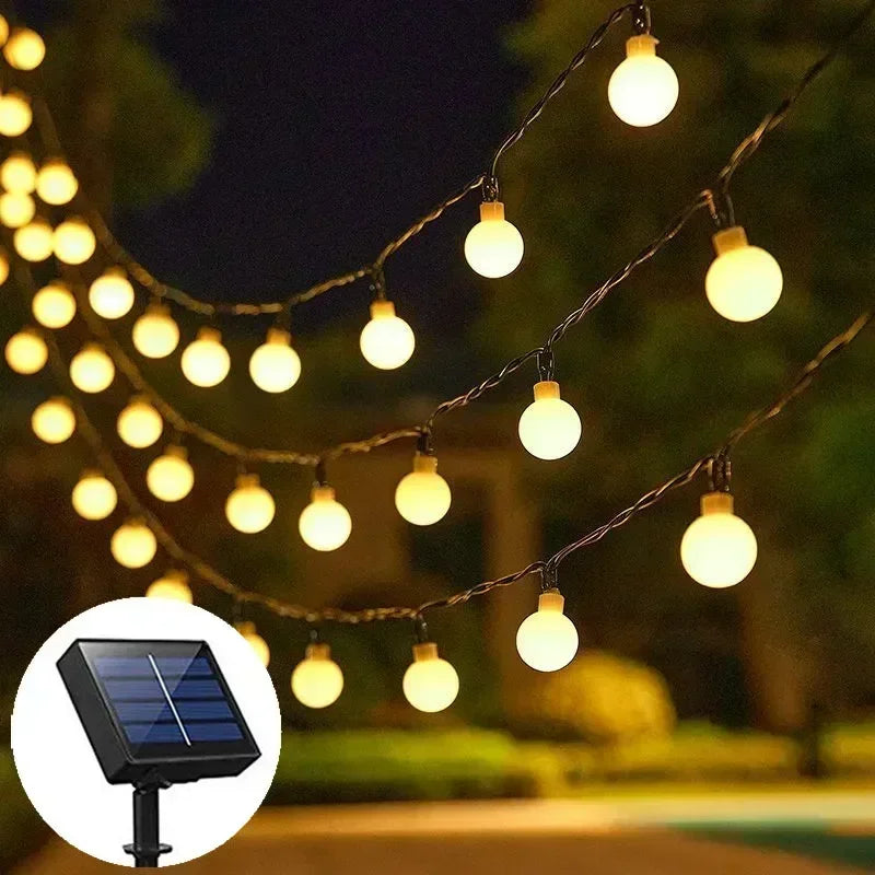 Solar Ball String Lights 8 Modes Lighting for Outdoor Garden House Fence Balcony Tree Party Street Wedding Party Decoration