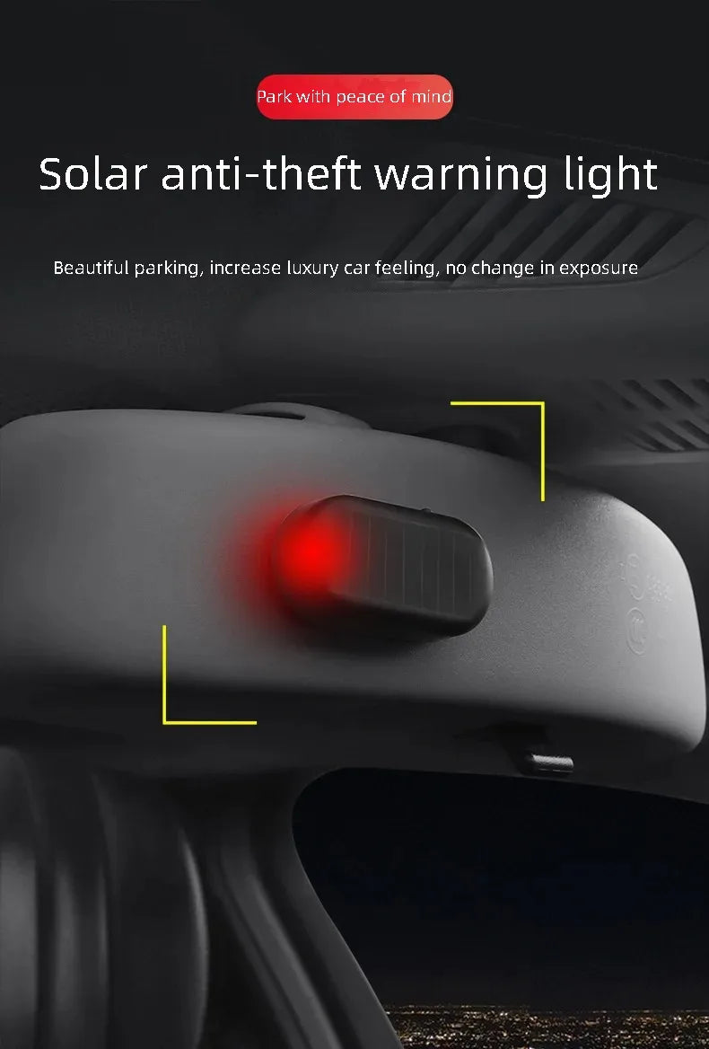 Solar Car Fake Security Light Powered Simulated Dummy Alarm Wireless Warning Anti Theft Caution Lamp LED Flashing Lamp New