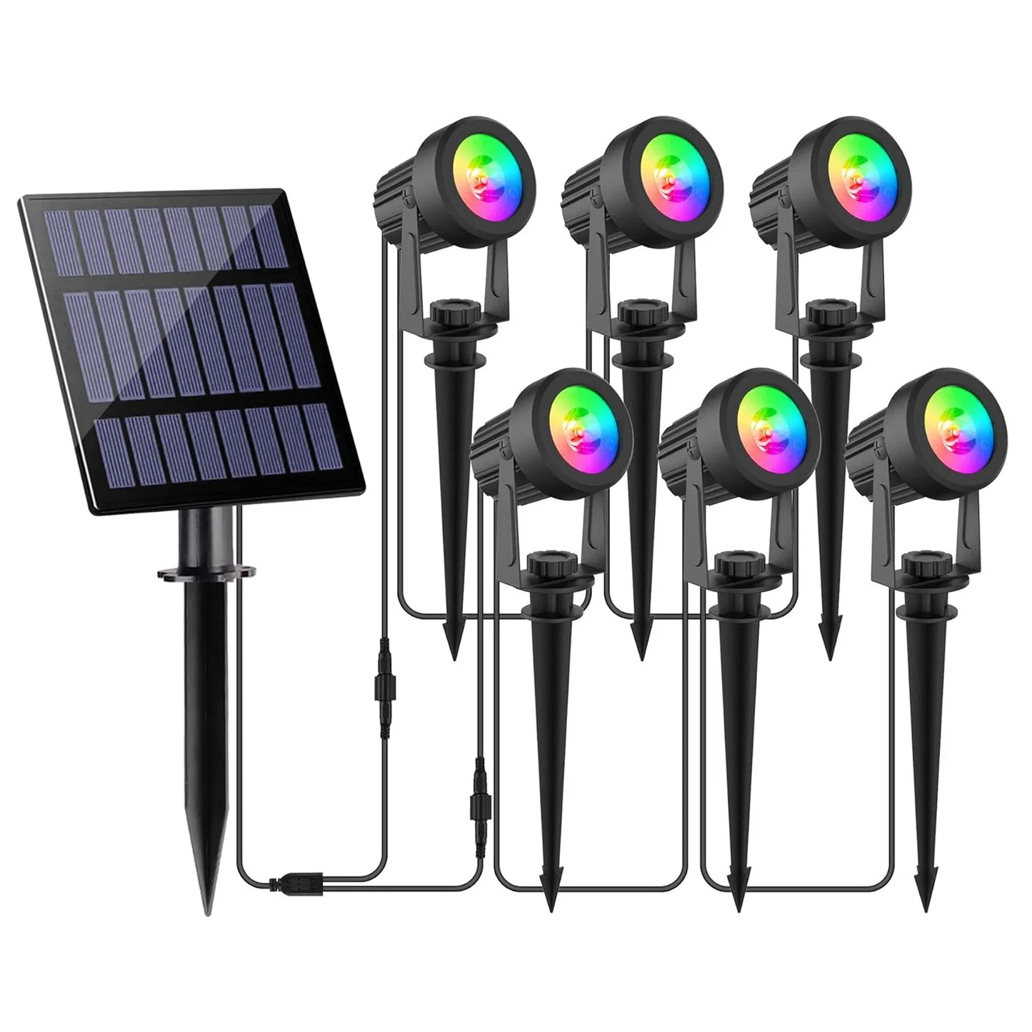 1/2/4/6 LEDS RGB Solar Spotlight IP65 Waterproof Color Changing Outdoor Garden Light For Landscape Tree Solar Street Wall Lamp