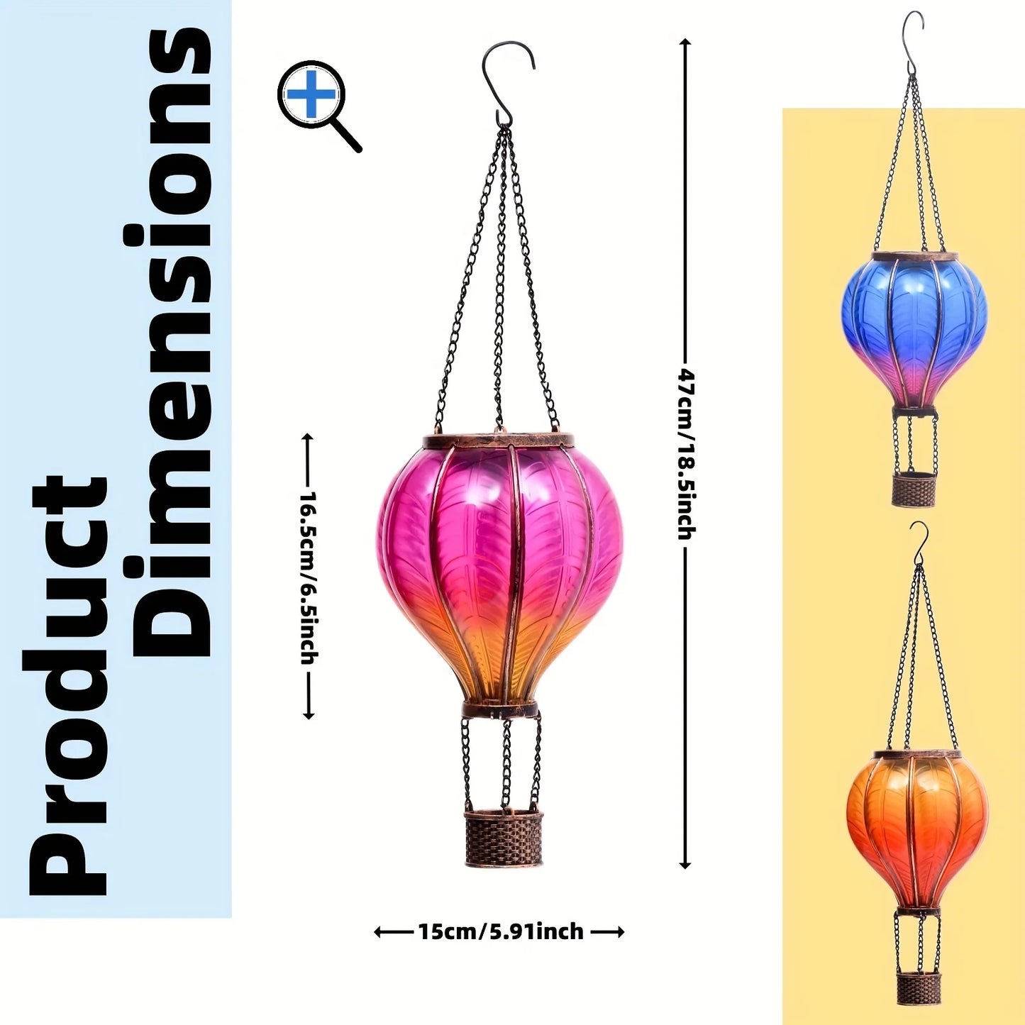 Solar Gradient Heat Balloon Hanging Light Waterproof Outdoor Garden Decor Flickering Flame Solar Lights for Lawn Porch Tree Yard