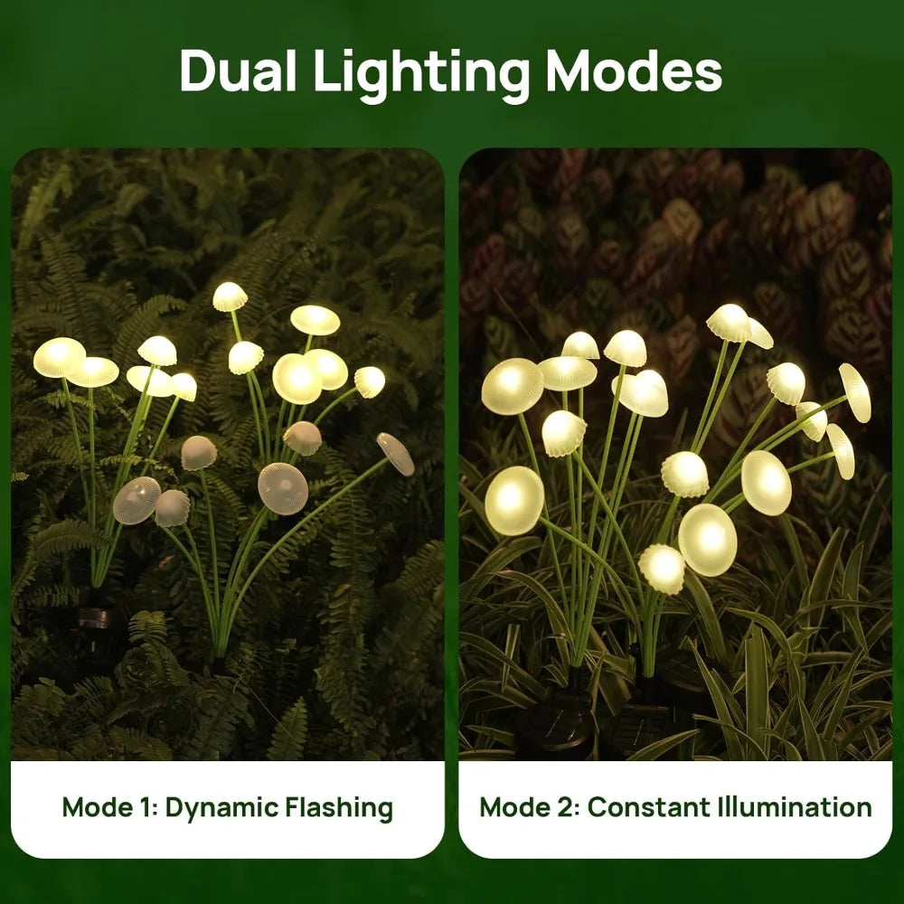 Solar Garden Lights Dual Mode LED Solar Mushroom Lights Waterproof Decor Yard Patio Pathway Jellyfish for Garden Ambiance