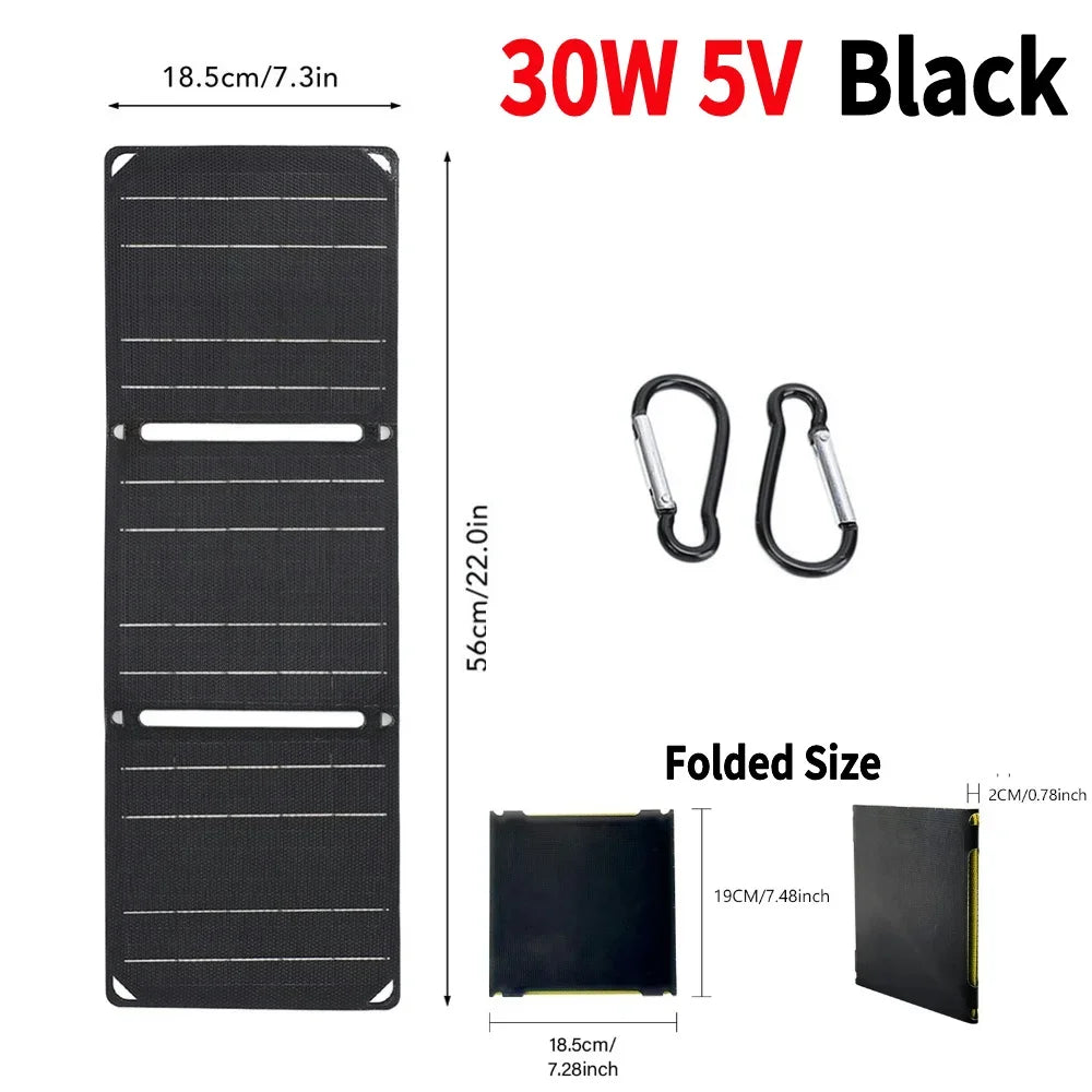 30W/40W 5V Portable Cell Phone Charge Panels PD 20W QC 3.0 5V 9V 12V Foldable Mobile Power Bank Charger for USB A C Power Bank