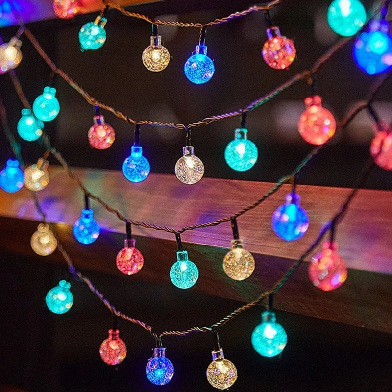 Solar Bubble Light String 8 Lighting Modes LED Lights Holiday Garden Tree Yard Party Christmas Outdoor Street Camping Decoration