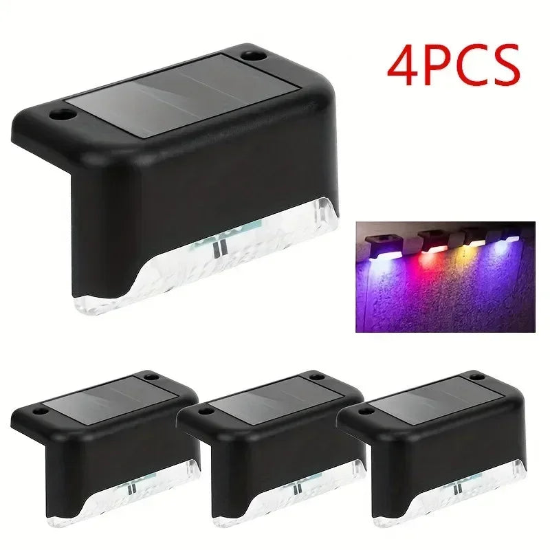 4PCS Solar LED Wall Light Step Railing Patio Stair Yard Garden Decoration Solar Deck Light Decor Outdoor Holiday Home Parterre