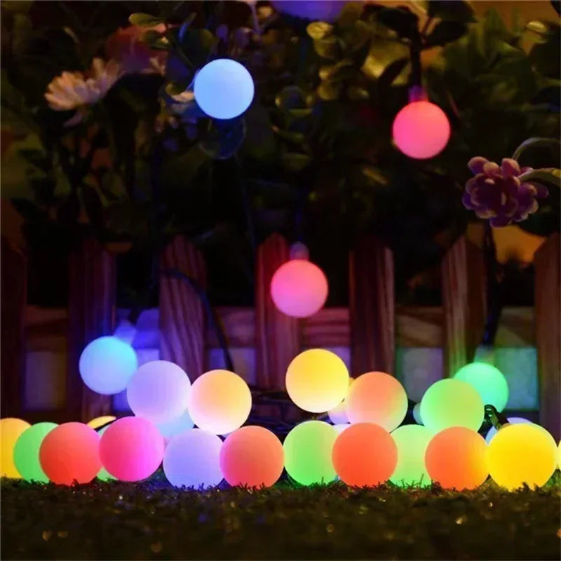 Solar Ball String Lights 8 Modes Lighting for Outdoor Garden House Fence Balcony Tree Party Street Wedding Party Decoration