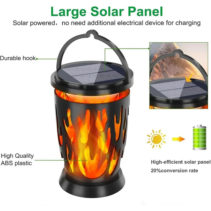 Hanging Solar Lanterns Lights Outdoor Flickering Flames Solar Landscape Light IP65 Waterproof for Courtyard Garden Camping Decor