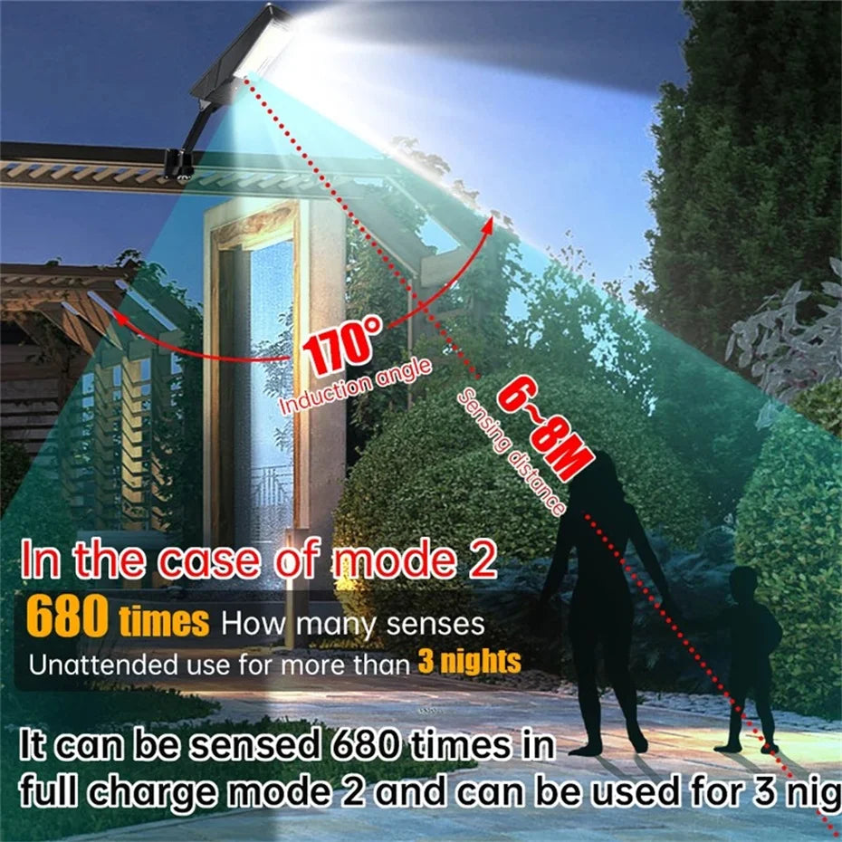 LED Solar Light With Remote 3 Working Mode Solar Street Light Super Bright Outdoor Garden Waterproof Motion Sensor Solar Lamp