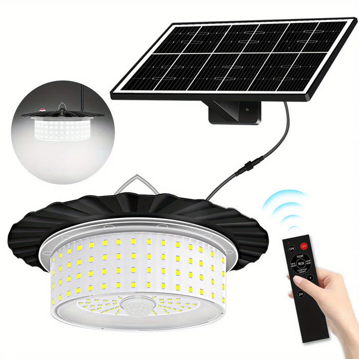Solar Shed Lamp Solar Pendant Light Indoor/Outdoor Motion Sensor Lamp for Garden Chicken Coop Barn Patio Gazebo Garage Lighting