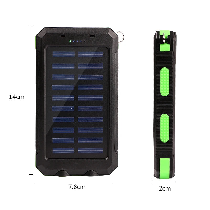 Waterproof Solar Power Bank 10000mAh Dual USB External Polymer Battery Charger Outdoor lamp Light Powerbank (Clearance Sale)
