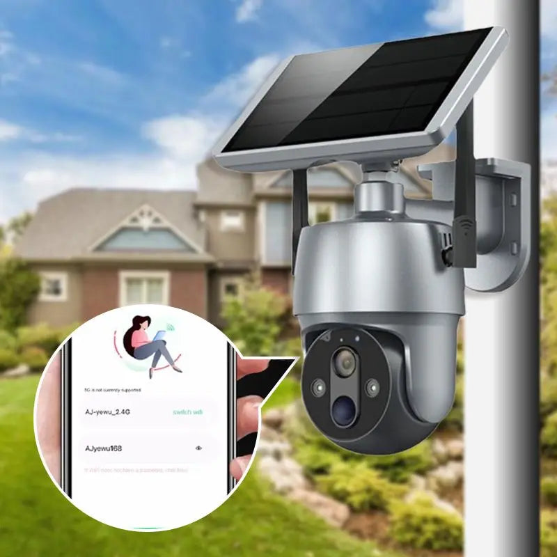 Solar 360-degree Surveillance Camera Full Color Night Vision 1080P Pixel Solar Outdoor Wireless Camera 4G SIM Dual Lens Surveill