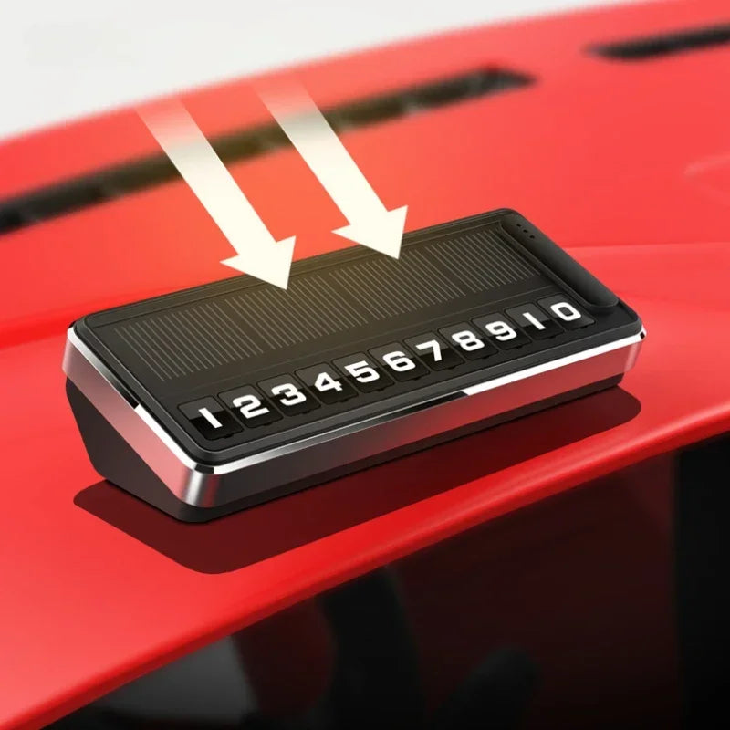 Solar Car Phone Number Plate Led Lighting Temporary Parking Card Hidden Plates Car Park Stop Multiple Number Parking Gadgets