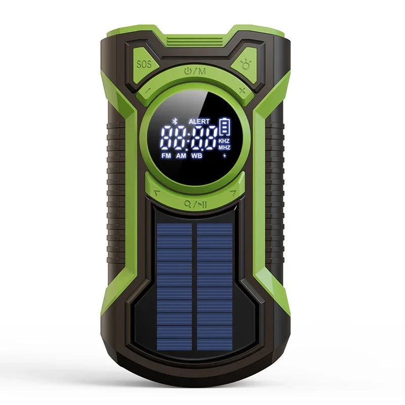 Solar Emergency Weather Radio Waterproof Hand Crank Weather Alert Radio 5000mAh Bluetooth-Compatible5.3 LED Flashlight SOS Alarm