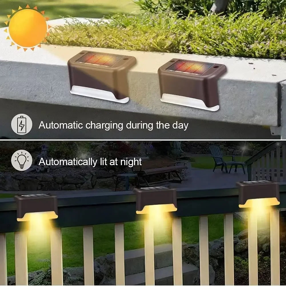 1~24PCs LED Solar Step Lamp Path Stair Outdoor Garden Lights Waterproof Balcony Light Decoration for Patio Stair Fence Light