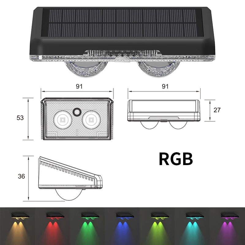LED Solar Fence Lights Outdoor Garden Solar Powered Wall Lights Waterproof Bright Landscape Lamp Deck Patio Yard Deck Decor