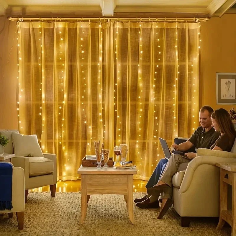 6M/3M LED Curtain Fairy Lights,8 Lighting Modes,Outdoor/Indoor Decoration for Christmas Wedding Party,Garden,Living Room,Bedroom