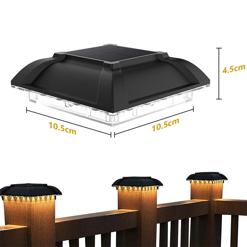 1/4 PCS LED Solar Fence Light Outdoor Waterproof Solar Light Garden Yard Fence Column Decorative Lighting for 4 Inch Wood Posts
