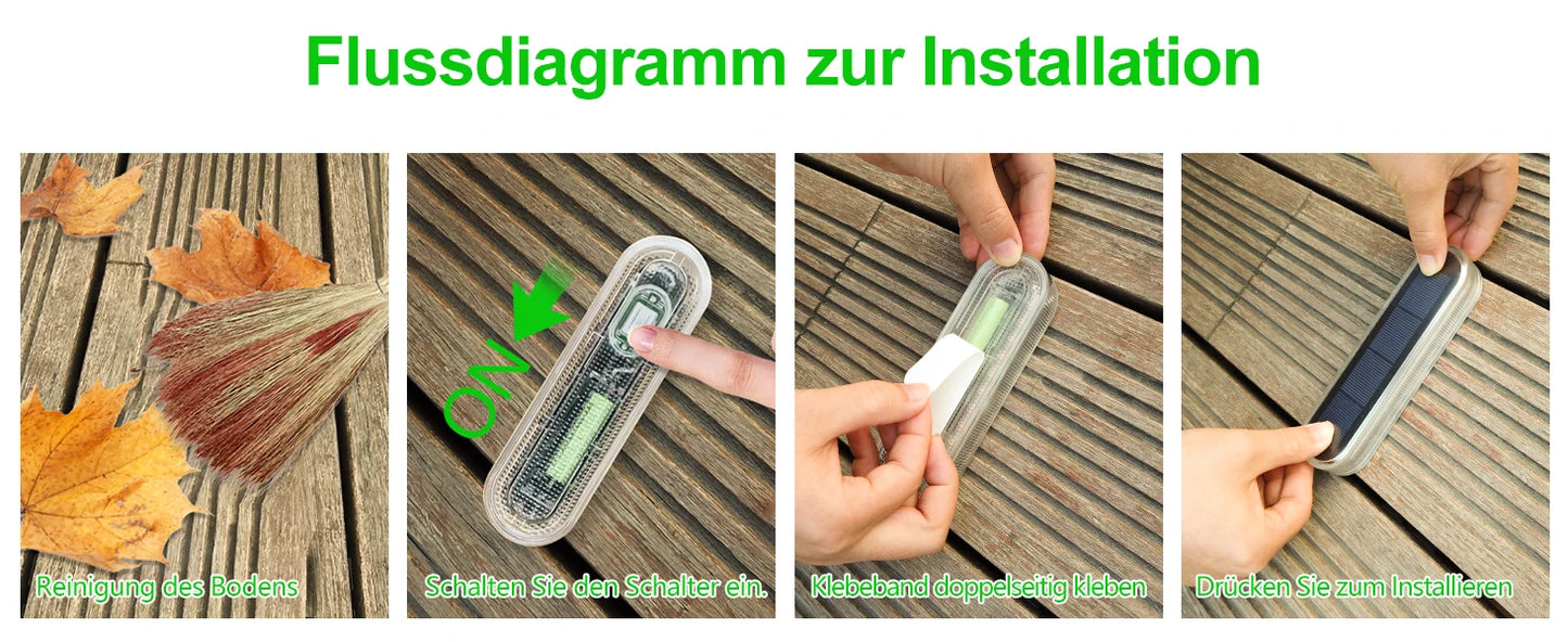 Solar Deck Lights IP68 Waterproof Outdoor Auto On/Off Lighting for Steps Docks Driveways Patios Fences - Solar Powered Lighting