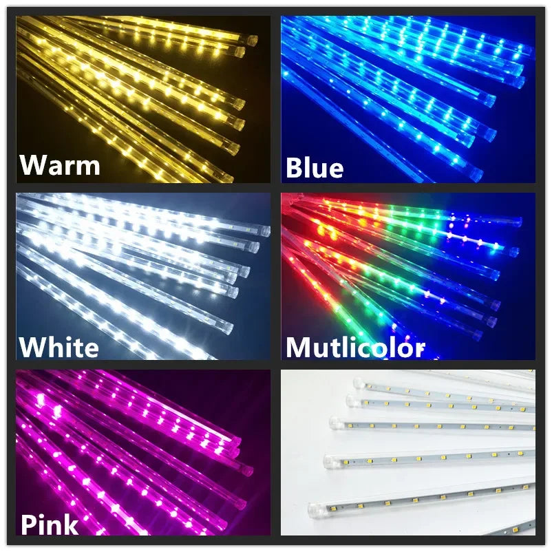 Solar LED String Lights 30CM Meteor Shower Fairy Garland Outdoor Garden Street Lamp Christmas Tree Decorations