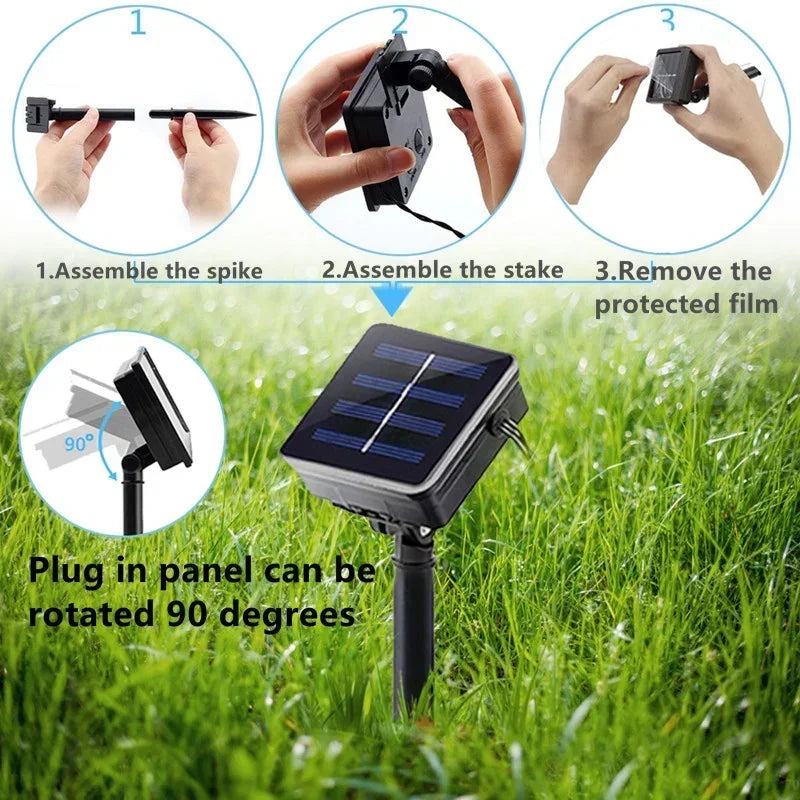 20/50/100LED Solar Outdoor String Lights Round Ball Solar Globe Lights for Garden Patio Holiday Party Christmas Decoration