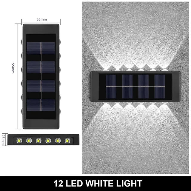 Christmas10/8/6/4LED Solar Wall Lamp Outdoor Waterproof Up and Down Luminous Lighting for Garden Fence Decoration Sunlight Light