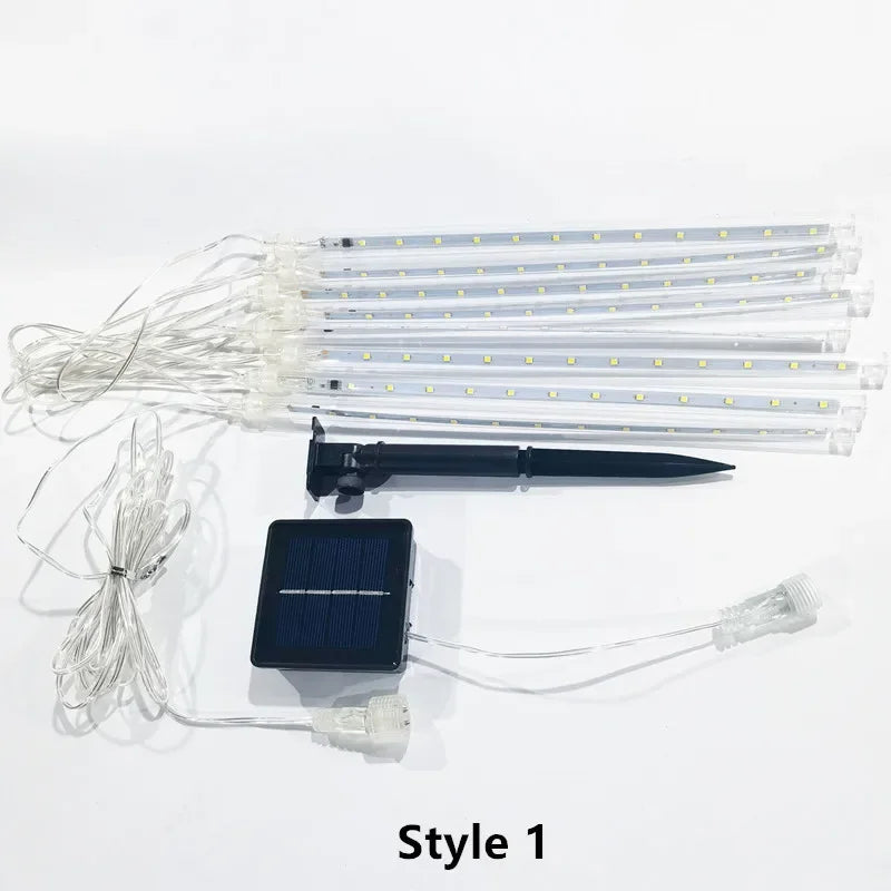 Solar LED String Lights 30CM Meteor Shower Fairy Garland Outdoor Garden Street Lamp Christmas Tree Decorations