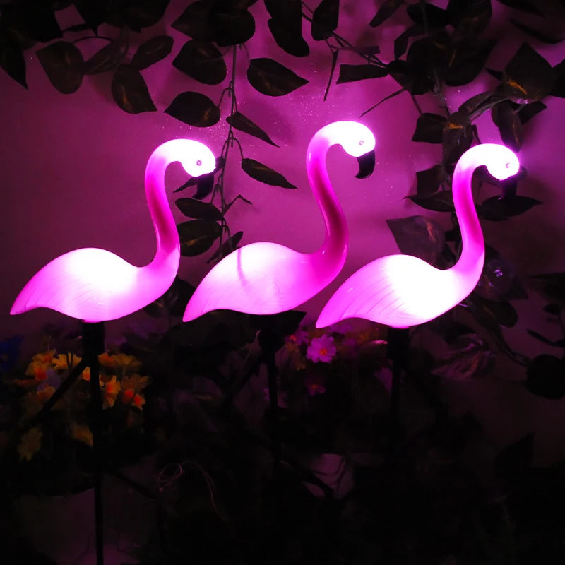 Solar Flamingo Light Outdoor Courtyard Decoration Light Waterproof Garden LED Patio Walkway Light Standing Landscape Yard Light