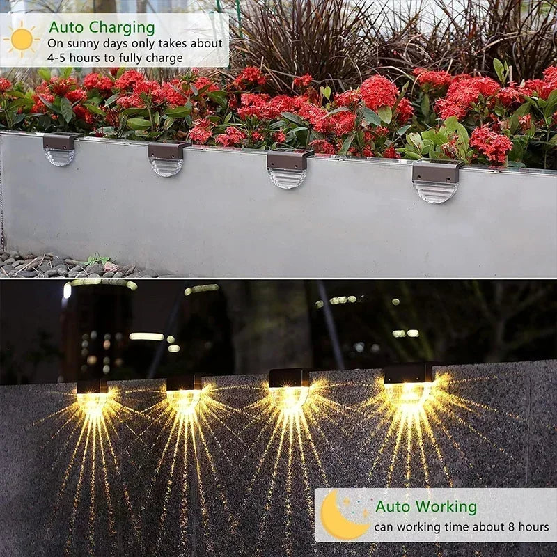 Solar Deck Lights Fence Lights Outdoor Step Lights Waterproof Solar Lights for Railing Stairs Step Fence Yard Patio and Pathway