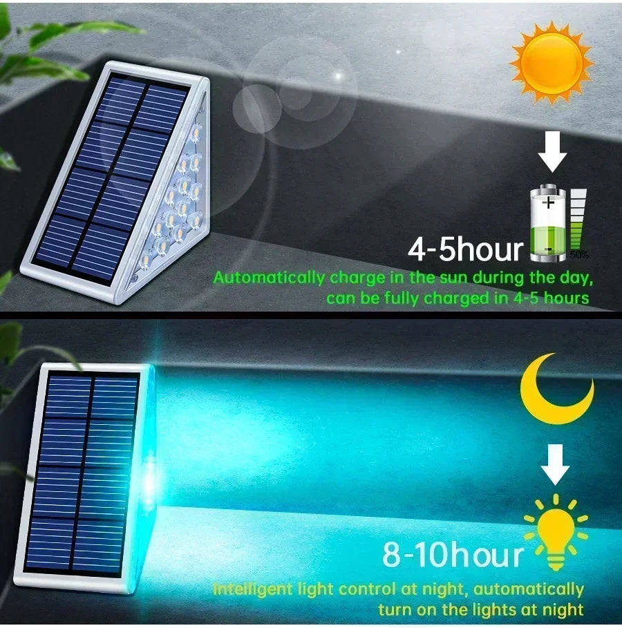Warm Light LED Solar Step Lamp Path Stair Outdoor Garden Lights Waterproof Balcony Light Decoration for Patio Stair Fence Light