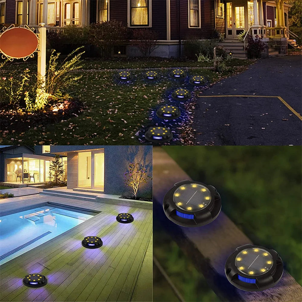 Super Bright Solar Powered Ground Lamp Outdoor Patio Light Waterproof Garden Lawn Decorative Stairway Step Lamp Night Light