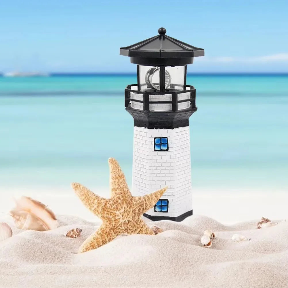 Solar Lighthouse with Rotating Lamp Garden Lights Outdoor Decorative LEDs Light for Path Yard Lawn Patio Drop shipping