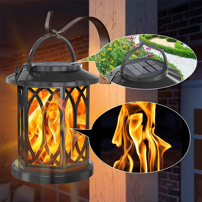 Dancing Flame Solar Lantern Outdoor Solar Flame Lamp Clip Lantern Landscape Pendant Lamp High-power Street Lamp Courtyard Lights