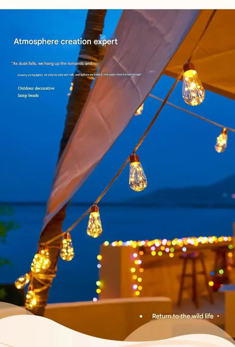 Solar Patio String Light 7m 16 Bulbs 8 Modes Fairy Light Outdoor Waterproof Lamp For Garden Fence Balcony Party Christmas Decor