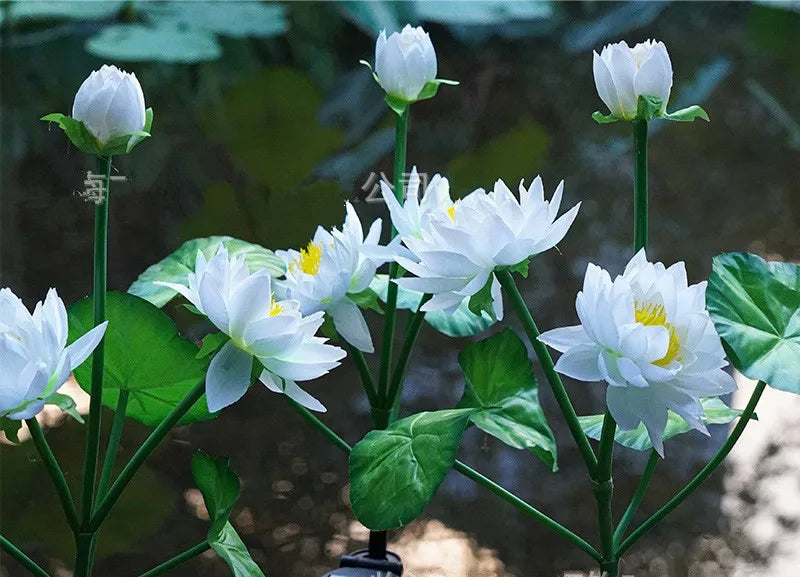 Solar Lotus Floral Garden Lights Flowers Lights Solar Powered LED Lawn Light Outdoor Garden Decor Yard Landscape Decoration