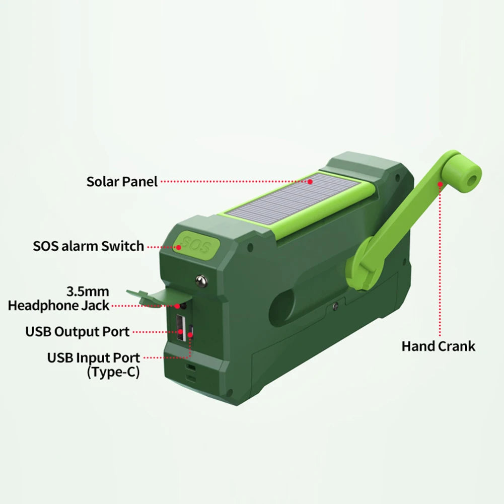 10000mAh Emergency Solar Power Radio Hand Crank Radio AM/FM/NOAA Global receiver High Quality LED Torch Reading Light SOS Alarm