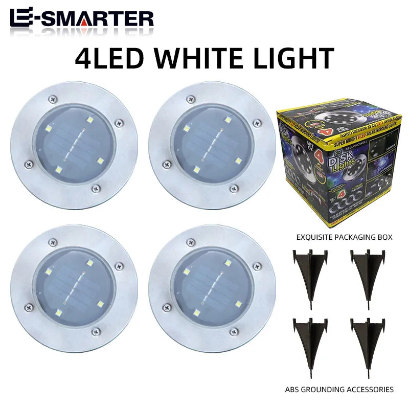4PCS Solar LED Floor Lamp 4LED/8LED Outdoor Lawn Light Waterproof Underground Lamps for Lawn Decoration Garden Terrace Courtyard